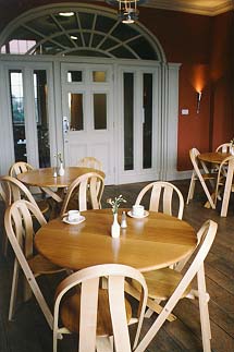 Restaurant Stacking Chairs & Oak Round Tables